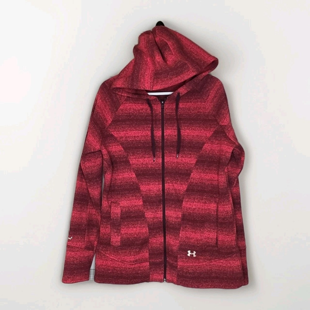 Under Armour Womens Full Zip Hooded Thick Magenta Fleece XL‎ Storm 1